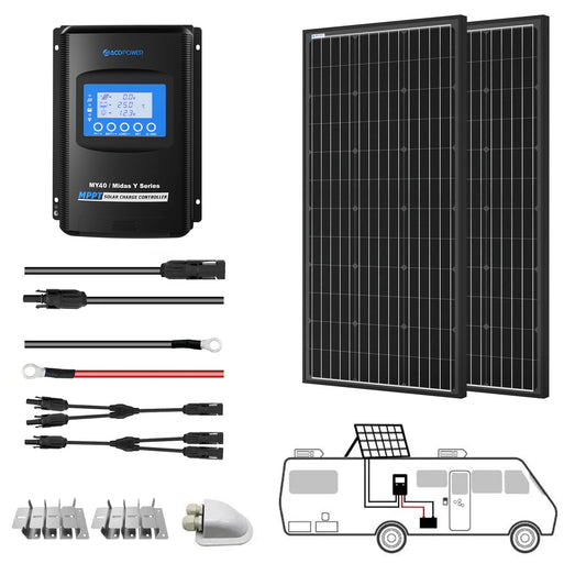 ACOPOWER 400 Watt Monocrystalline Solar RV Kit w/ 40A MPPT Charge Controller (2x200W 40A Kit)