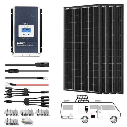 ACOPOWER 800 Watt Monocrystalline Solar RV Kit w/60A MPPT Charge Controller (4x200W 60A Kit)