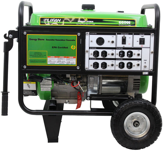 Lifan Energy Storm ES6600E - 6600-Watt 13hp Gas Powered Portable Generator with Electric and Recoil Start
